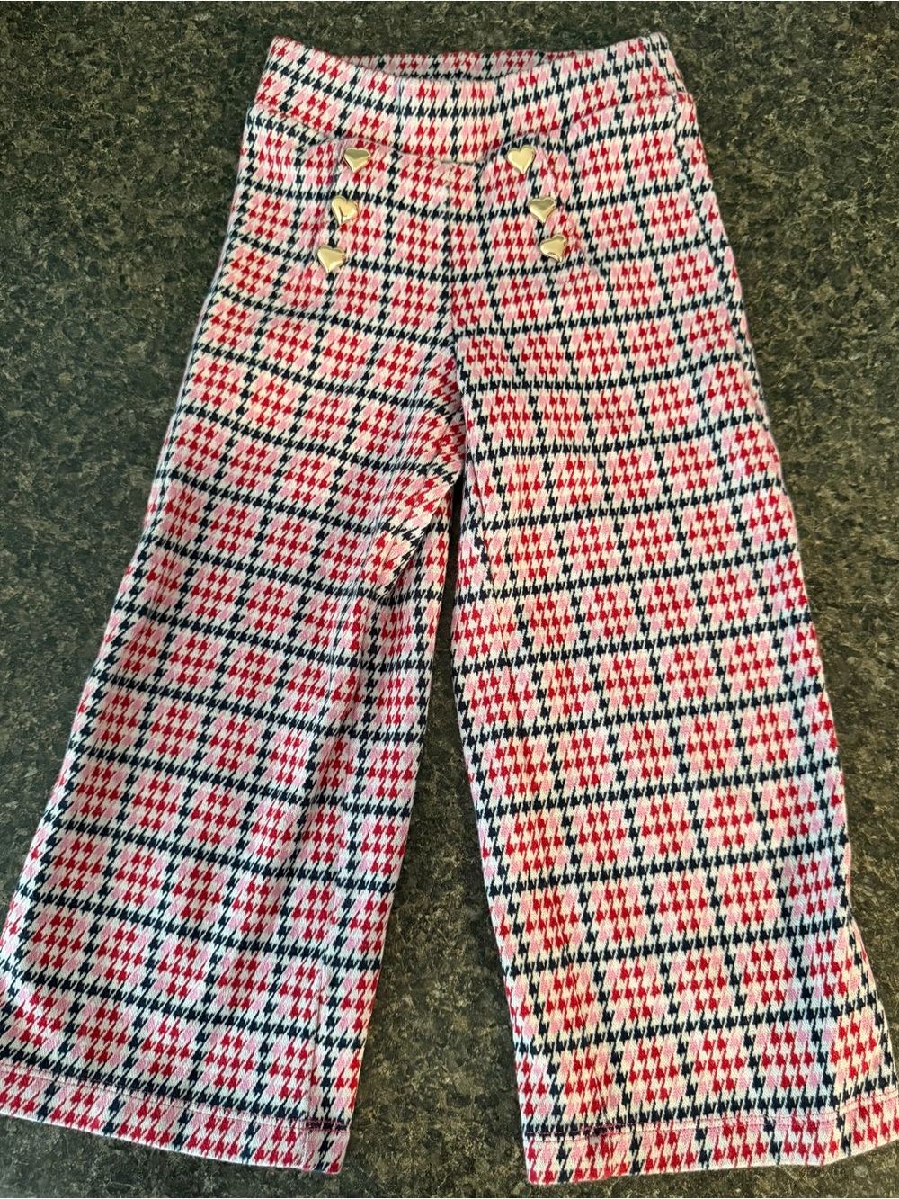 ⭐️ Kids Old Navy Red, Black and White Checked Wide-Leg Pants
